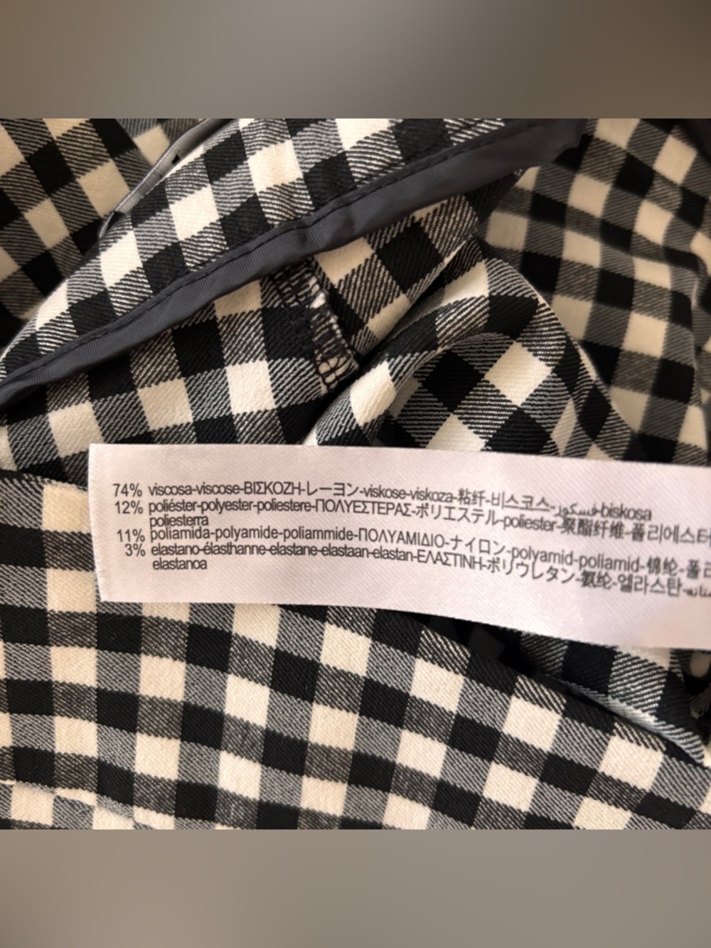 Zara Black and White Gingham Slim Fit Chinos - Picture 6 of 7